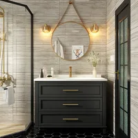 Nordic Oak Bathroom Cabinet Combination Light Luxury Intelligent Bathroom Cabinet Simple Floor Solid Wood Wash Basin Wash Desk