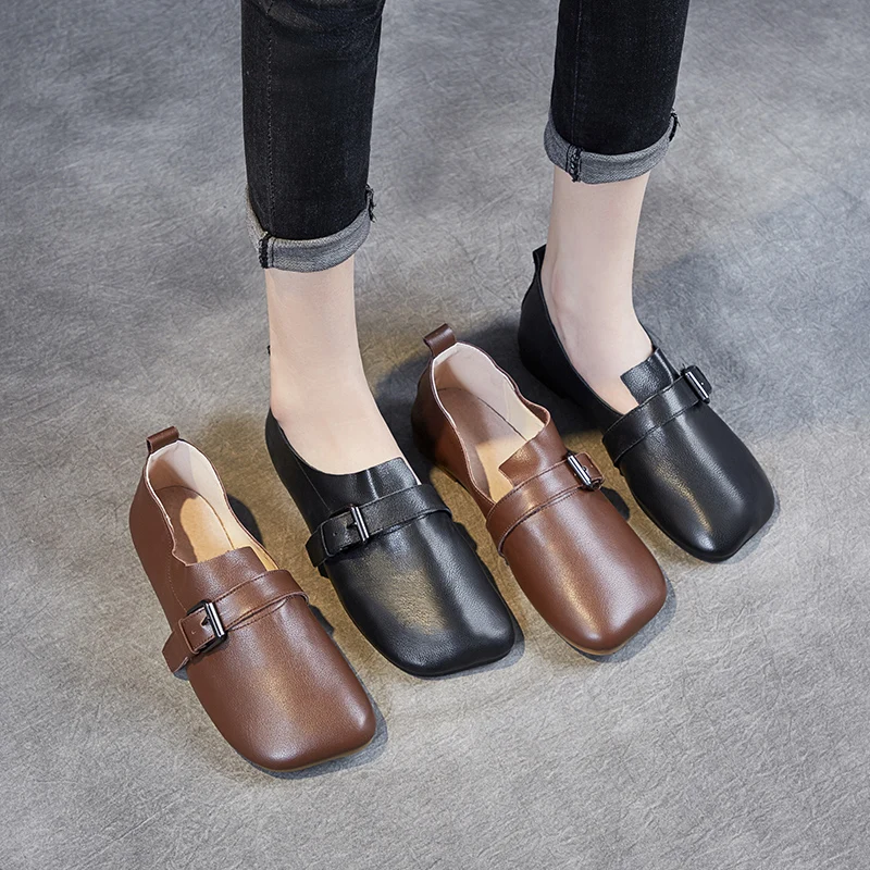 

Mary Jane Women's Shoes Retro Genuine Leather Shoes 2021 New Wild Platform Grandma Shoes Woman Autumn Girl Single Shoes Low Heel