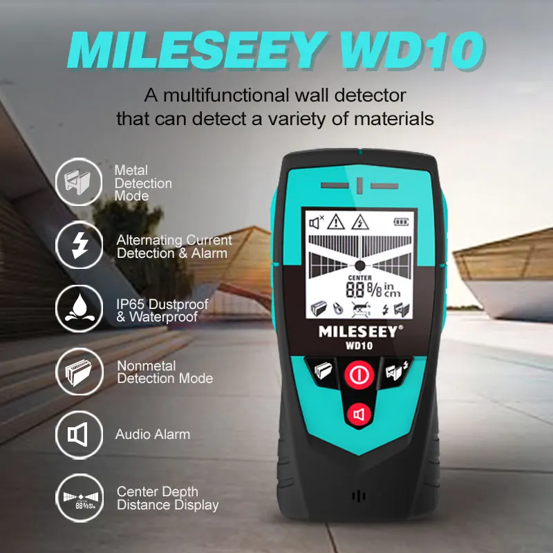 Detector de Fio Handheld do Varredor da Parede do Localizador do Parafuso Prisioneiro Detector de Metais Multifunction da Parede de Mileseey com Sensor de Grande Área Detectores de metal industrial
