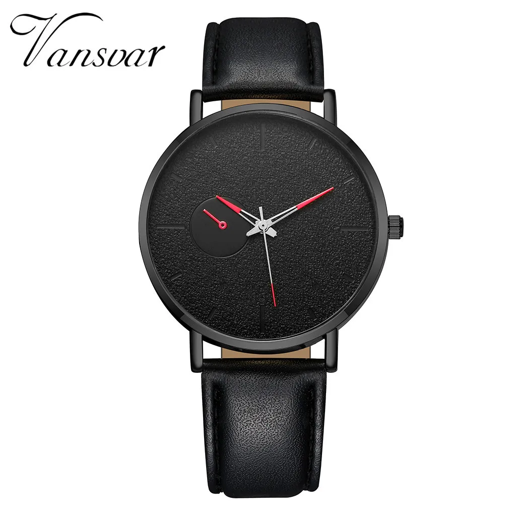 Vansvar мужские повседневные кварцевые часы с кожаным ремешком аналоговые наручные