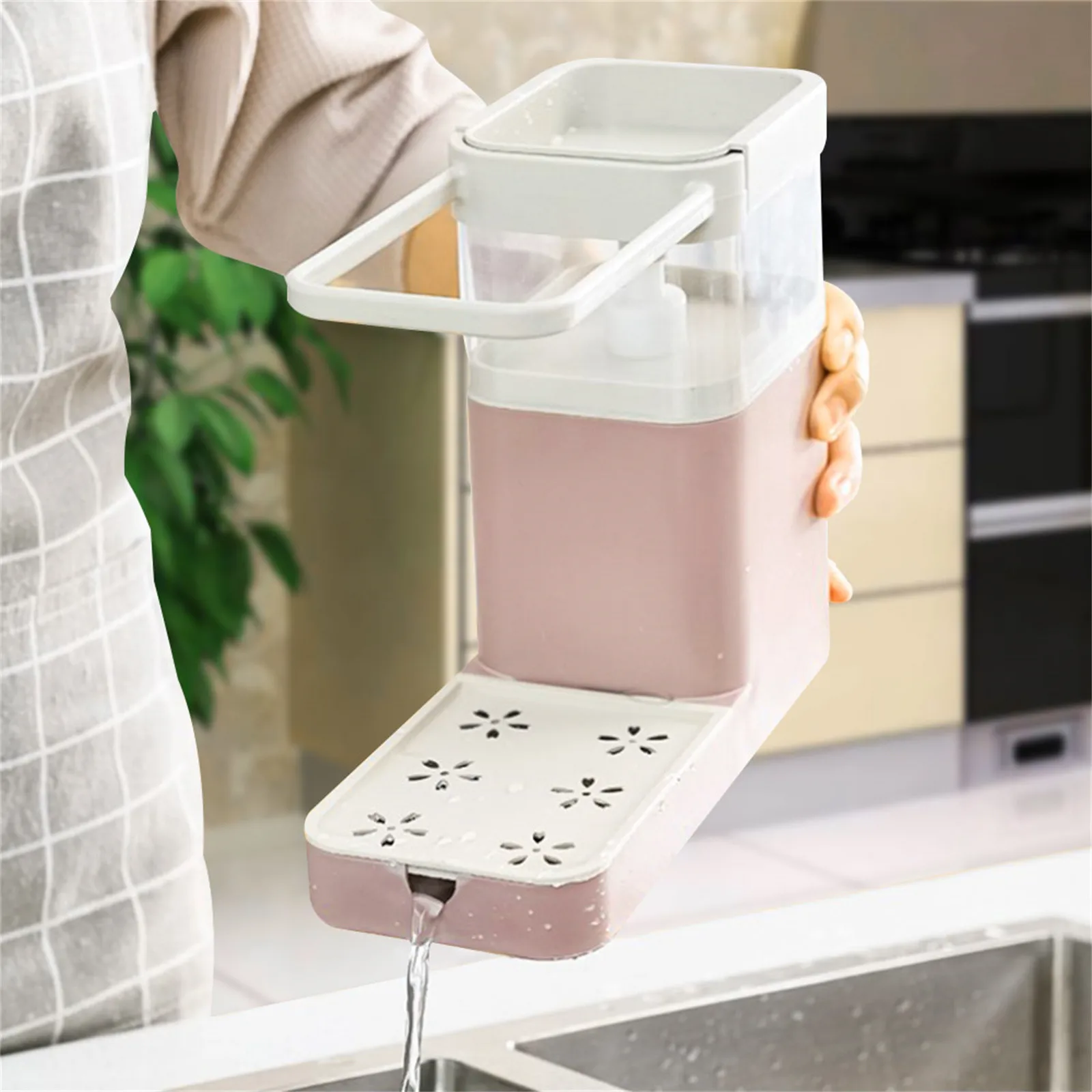 

3-in-1 Multifunctional Manual Press Soap Box Shelf Soap Dispenser Kitchen Towel Rack Bathroom Cleaning Sponge Storage Holder