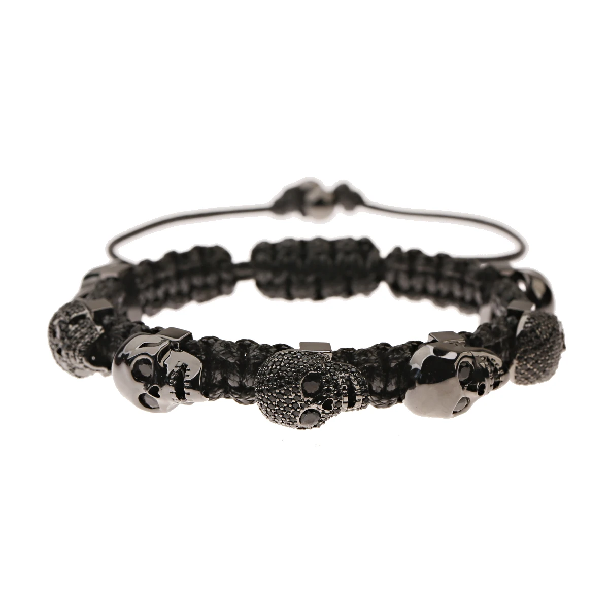 Роскошный браслет ручной работы в европейском стиле темного цвета панк с черепом