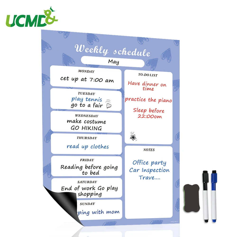 

Weekly Planner Magnetic Whiteboard Calendar Fridge Magnets Family Meal planner Message Reminder Memo Pad School Office Supplies