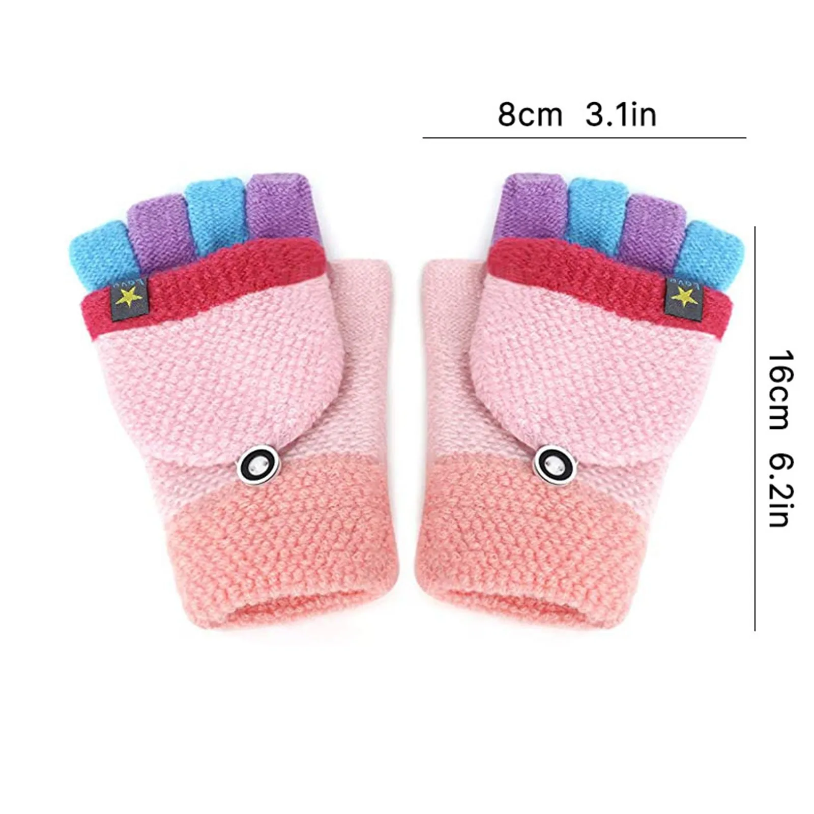 

Winter Children's Gloves Half Fingerless Gloves Dual Purpose Soft Colorful Splice Gloves Warm Cold Proof Fashion Gift 5-10 Years