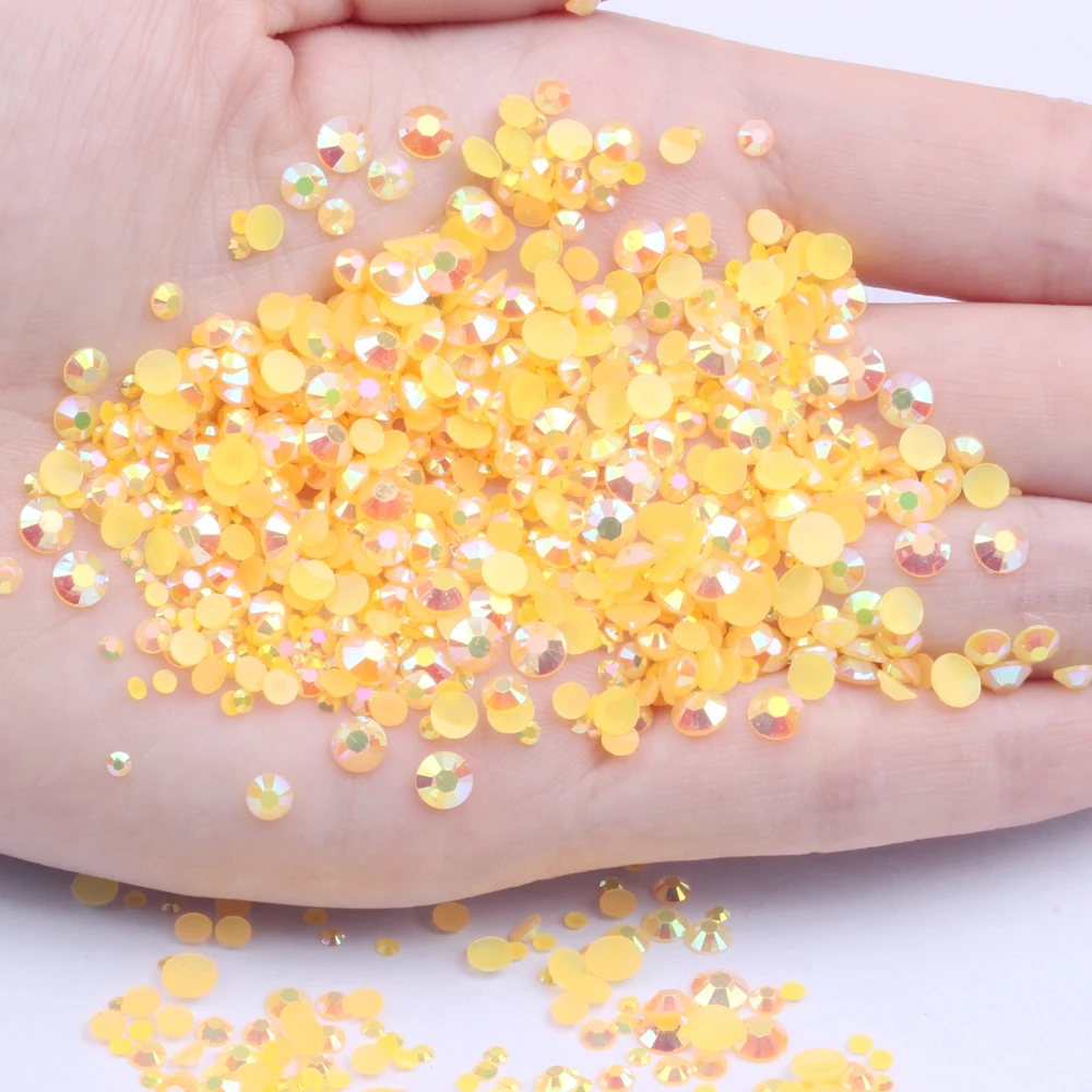 

Resin Rhinestones Orange AB 2mm 2.5mm 3mm 4 mm 5mm 6mm 10000-50000pcs Glitter Glue On Beads DIY 3D Nails Art Accessories
