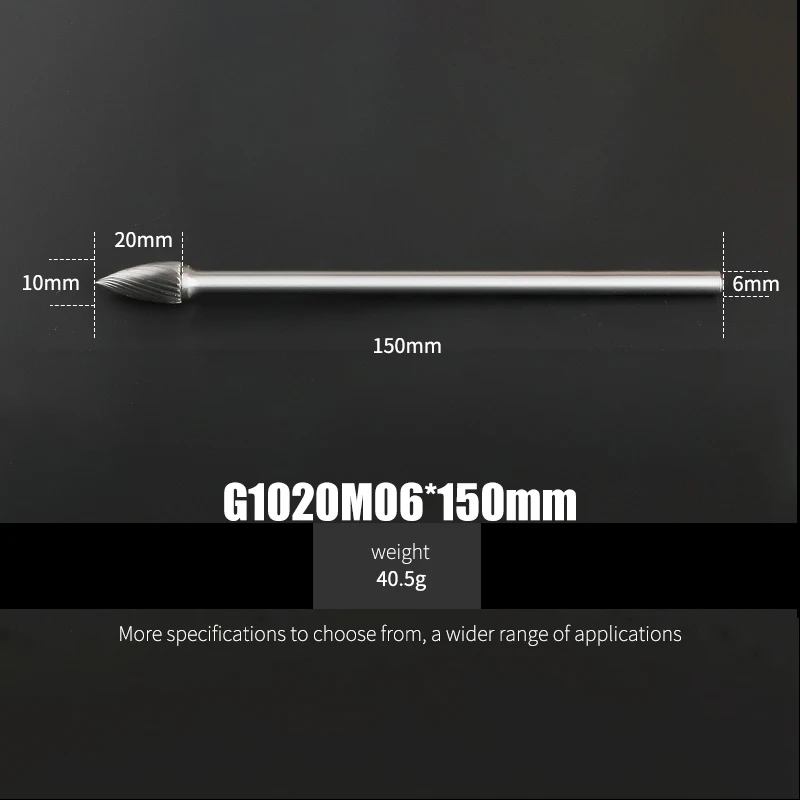 Длина 150 мм, 1 шт., роторные напильники из карбида вольфрама, цилиндрические круглые, острые, тип 6 мм, 8 мм, 10 мм, деревообрабатывающий металлический фрезерный станок