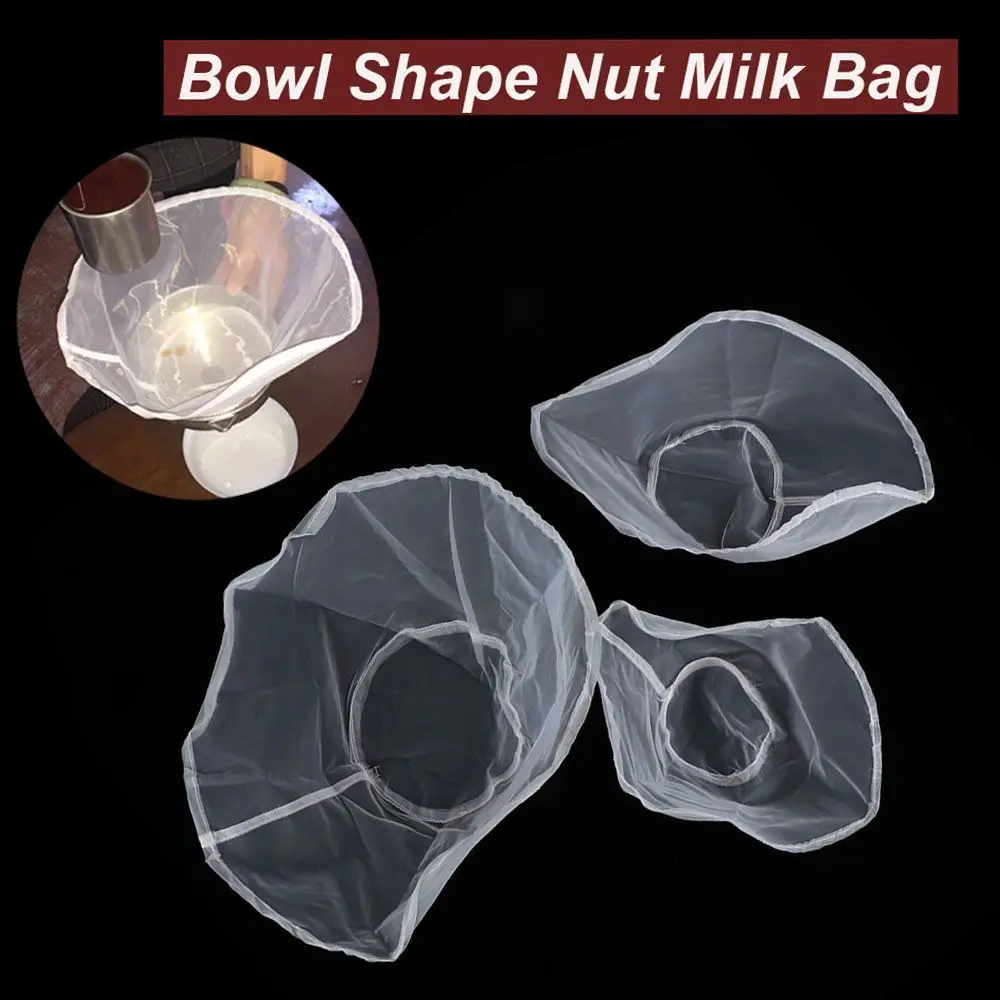 120/160/200mesh Reusable Fine Mesh Wine Strainer Juice Soy Milk Tea Nylon Filter Bag Bowl Shape Food Coffee Filter Cheese Cloth