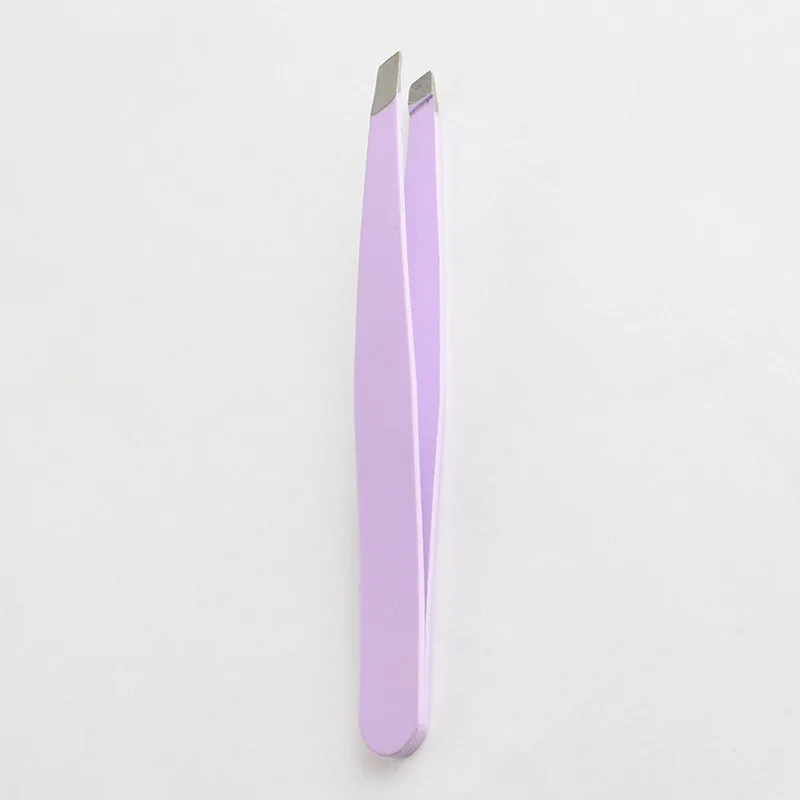 purple flat 1 шт. пинцет для бровей из нержавеющей стали для удаления волос лица Триммер для бровей зажим для ресниц косметический инструмент для макияжа - Цвет: purple flat