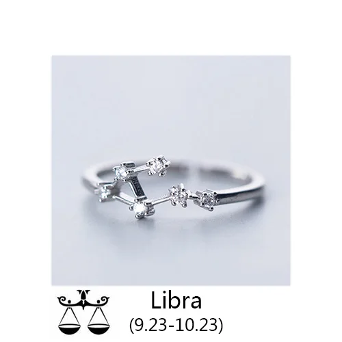 Libra Trustdavis женские 12 Созвездие CZ модные ювелирные изделия из чистого серебра 925 пробы кольца на палец Лучший подарок DA348 - Цвет основного камня: Libra