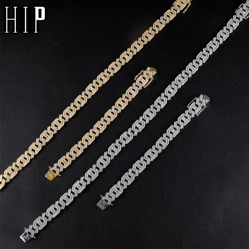 Hip Hop 15MM Heavy Miami Baguette Zircon Iced Out Cuban Link Necklace AAA CZ Prong Setting Necklaces Hip Hop Jewelry 18'' 24''