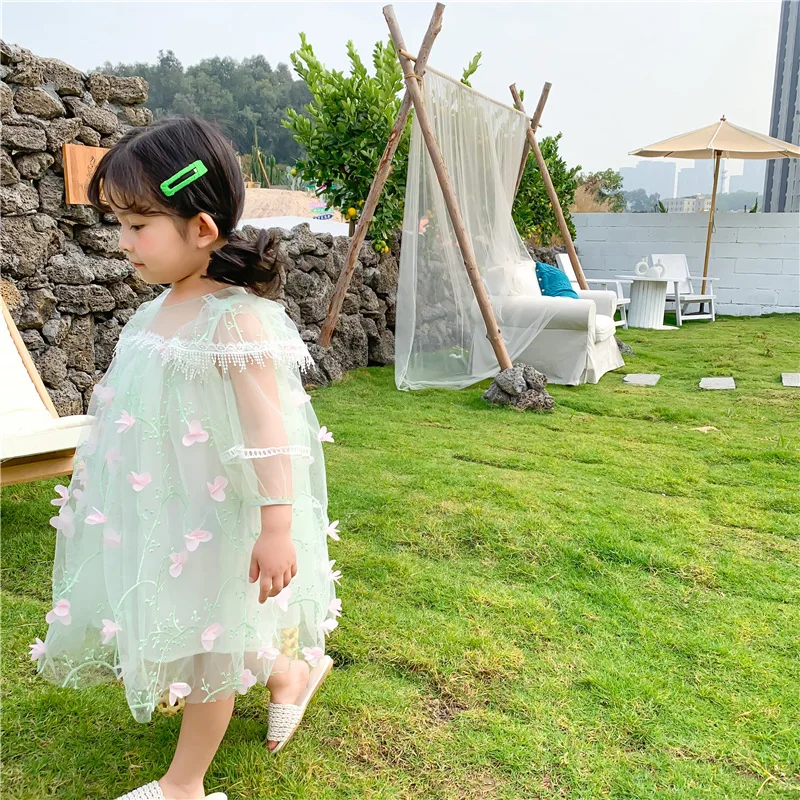 Детские платья для девочек летнее светло-зеленое вечерние жевное платье на