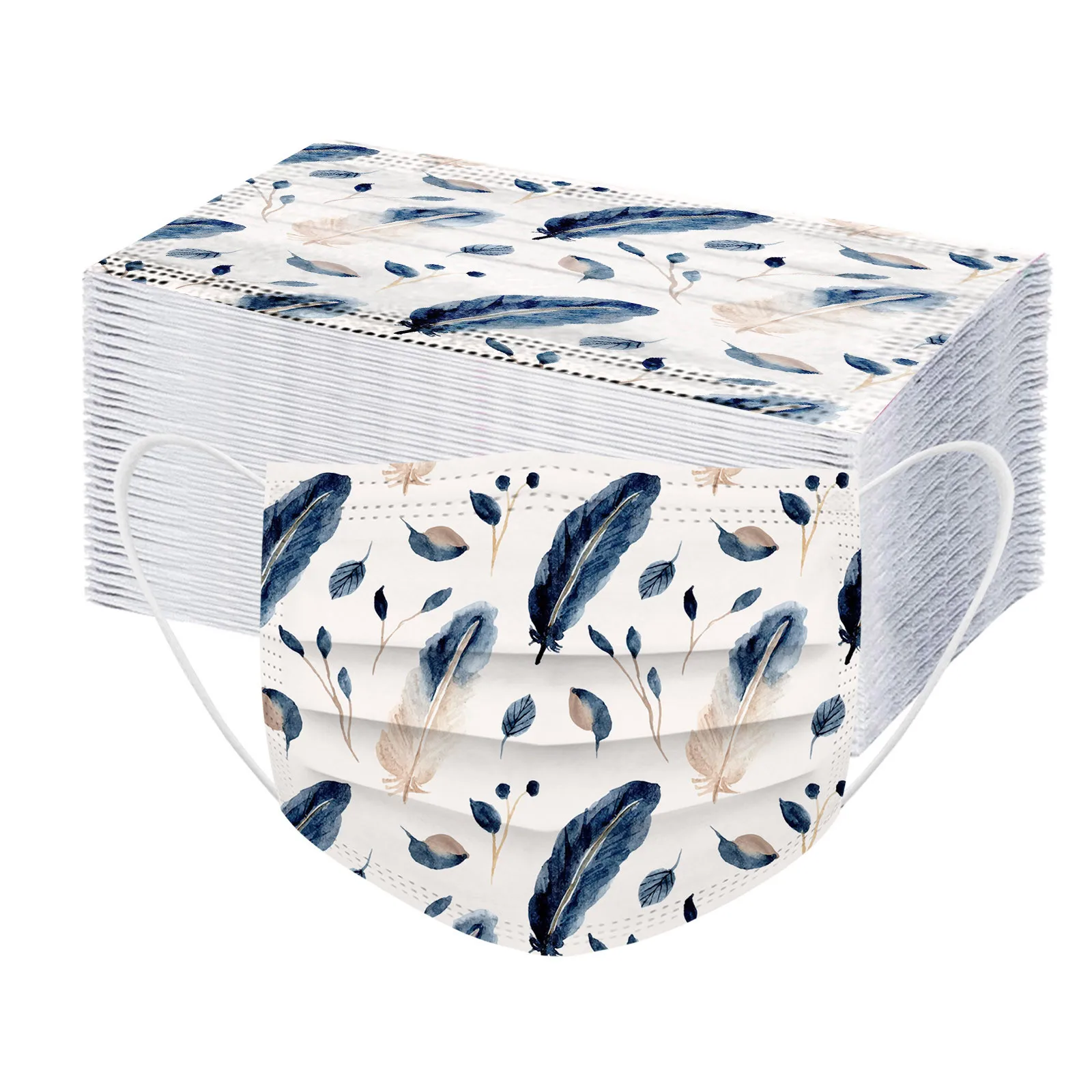 

40pcs Adult Protective Mouth Masks Flower Print Mask Masque Disposable Mask Protection 3 Layer Ply Breathable Mask d5