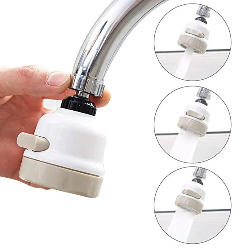 Kitchen Faucet Head 360Rotate Water Saving Tap with 3 Modes Spray Head Moveable Nozzle Filter for Household Bathroom Accessories