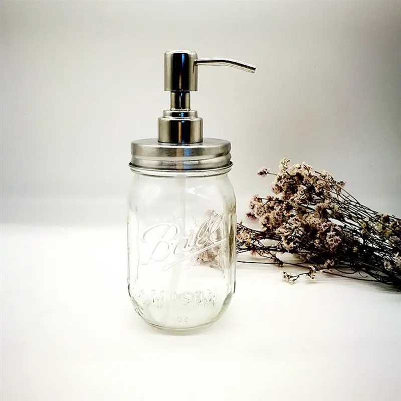 1pc Hand Lids Stainless Steel Bathroom Rustproof Rustic Soap Pump Head Farmhouse Shampoo Accessories Kitchen For Mason Jar |