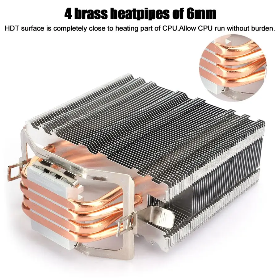 Кулер для процессора ультра тихий 4 латунный радиатор с тепловой трубкой 775AMD1155