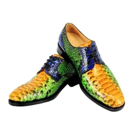 hulangzhishi python skin men dress shoes pure manual snake leather shoes color matching shoes factory men fromal shoes