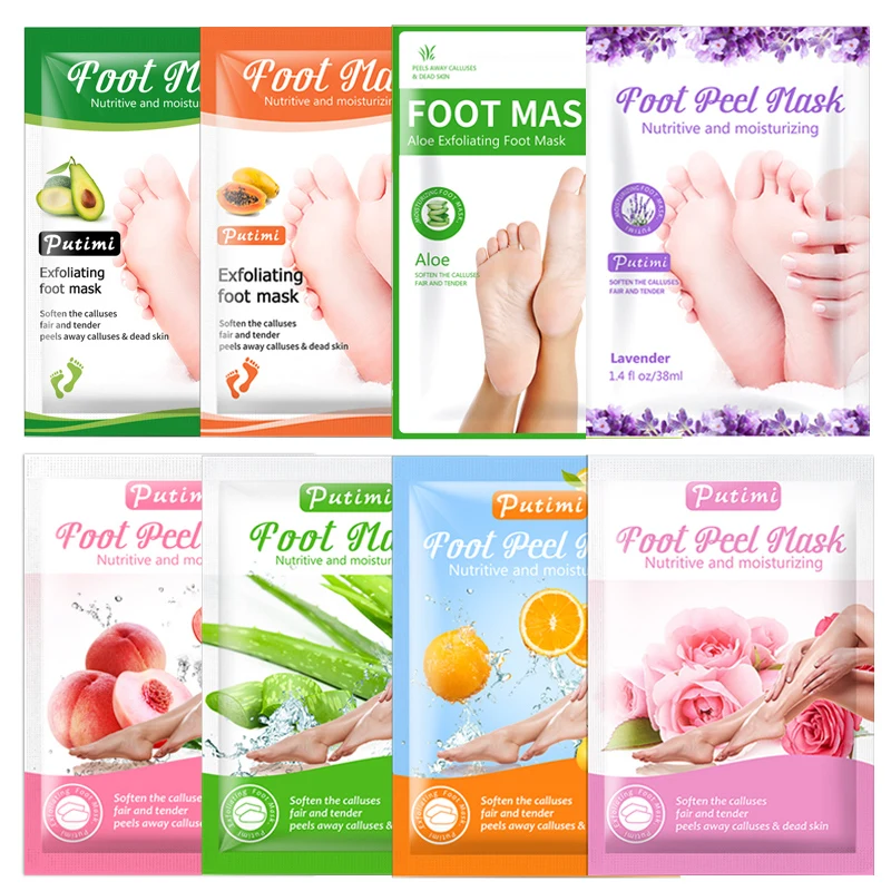 

PUTIMI 8Pair Foot Mask Exfoliating Remove Dead Skin Cuticles For Heels Socks For Pedicure Moisturizing Anti-drying Foot Patch