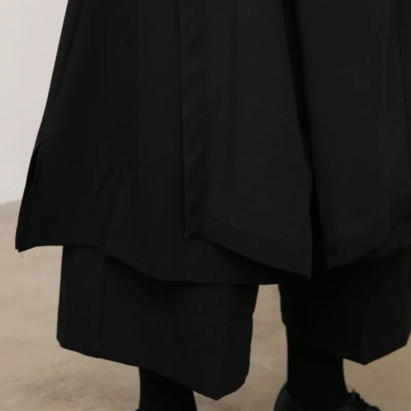 

XITAO Patchwork Casual Pleated Pants Women Trendy Fashion New Elastic Waist Wide Leg Calf Length Personality Irregular ZXR1009