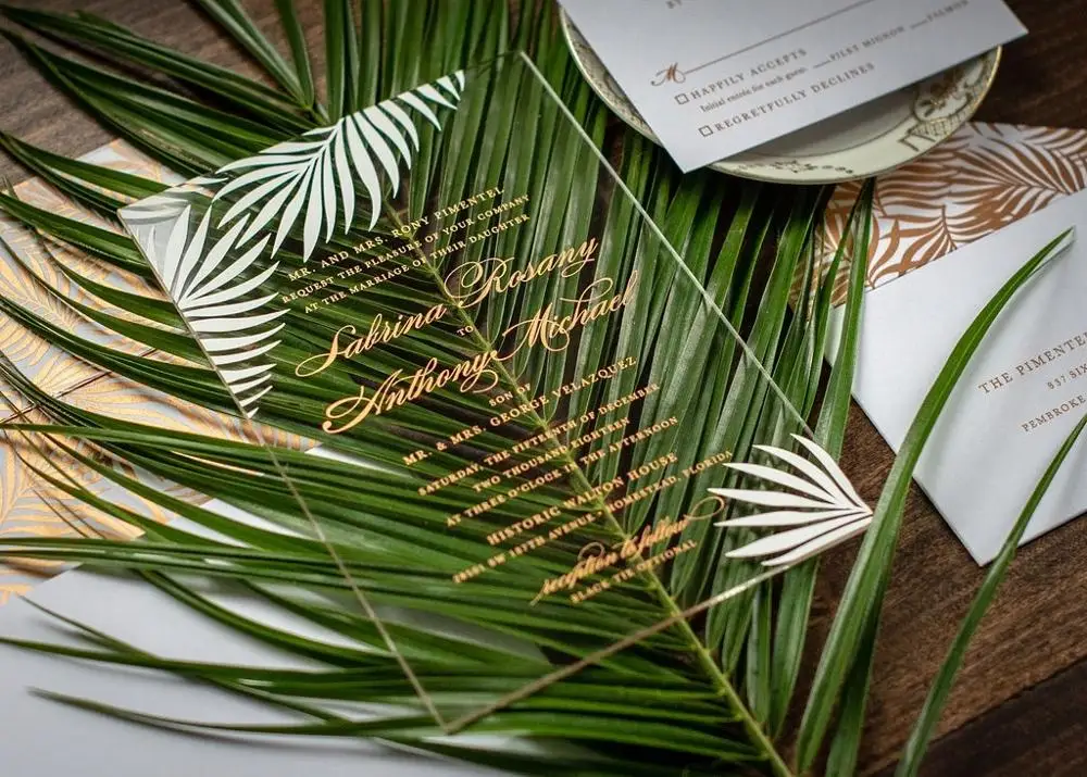 Акриловые свадебные приглашения с конвертом AI008 | Дом и сад