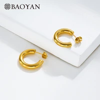 baoyan gold stainless steel hoop earrings smallmediumlarge size hoop earrings vintage big round circle loop earrings for women