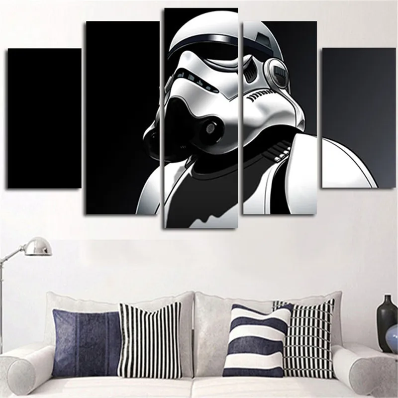Cuadro de arte pared lienzo moderno imágenes modulares 5 панелей decoración del hogar &quotЗвездные войны&quot personajes