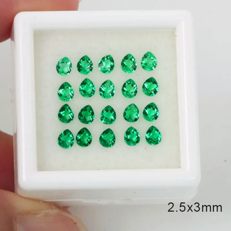 VVS маленький Изумрудный зеленый драгоценный камень в форме груши для лаборатории