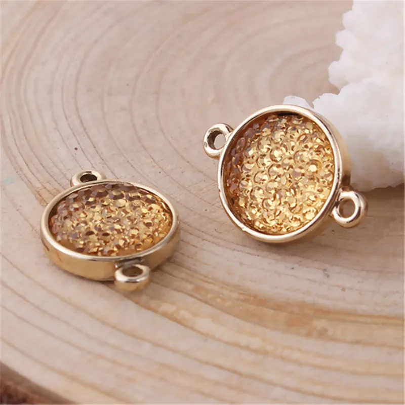 DoreenBeads Модные цинковый сплав и смолы разъемы круглый золотой цвет шампанского