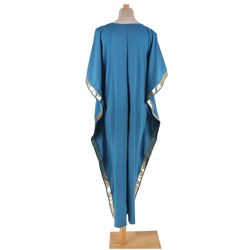 

Blue Color Beach Wear Women Bikini Cover Up Beach Dress Cotton V-neck Summer Kaftan Tunic Beach Cover-Ups Loose Swimwear Pareos