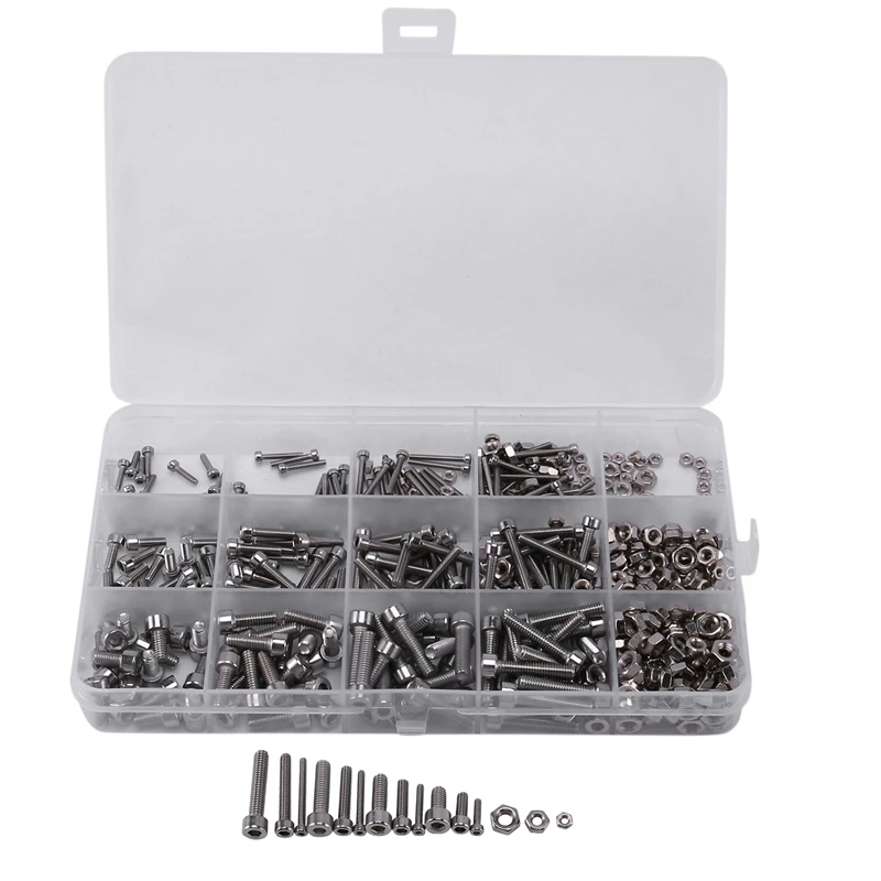 

480pcs Hex Socket Head Cap Screws Nut Kit Set M2 M3 M4 Stainless Steel For Home Appliance