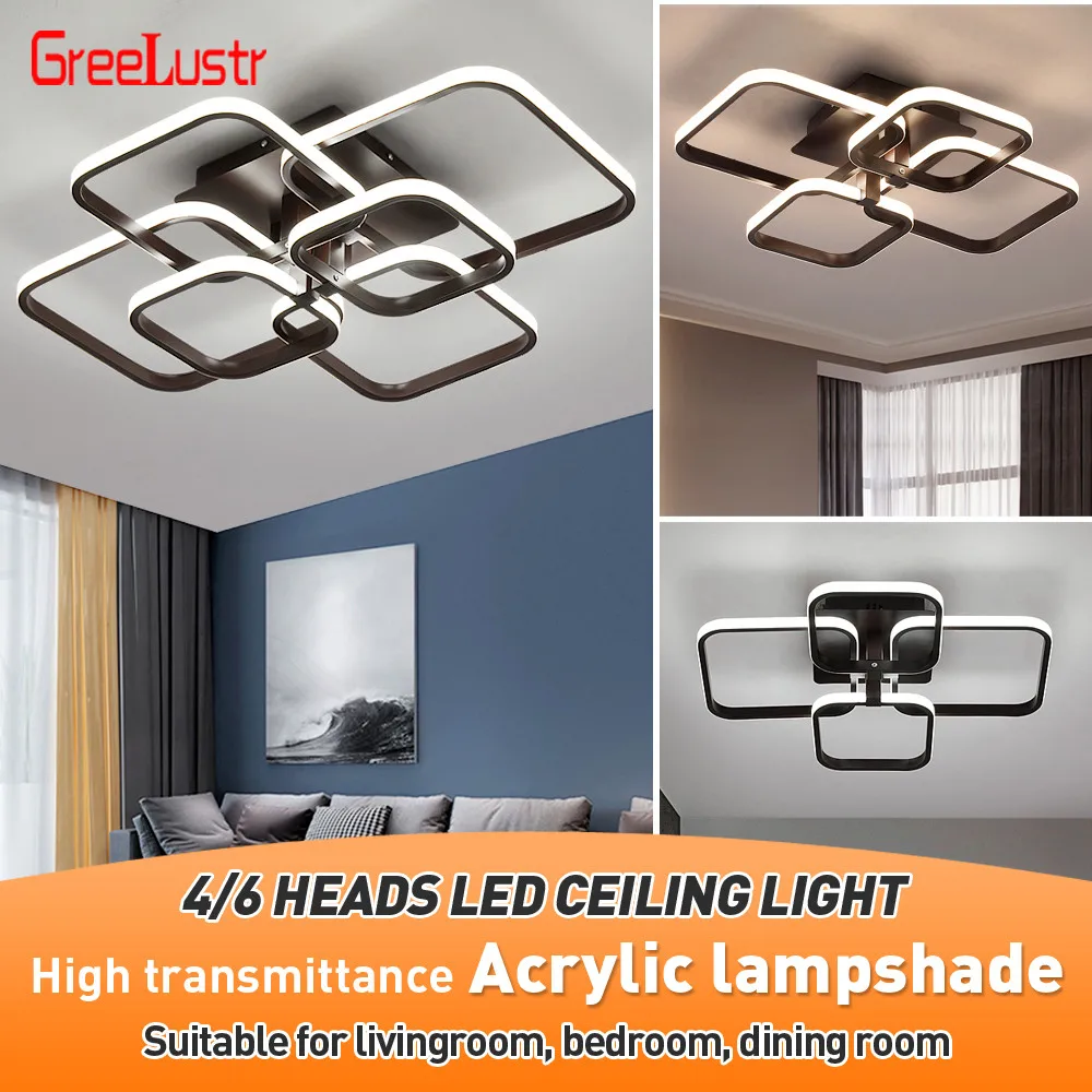 $45.79 Modern Acylic Led Dimming Ceiling Chandelier Lamp Square LED Plafon Light Fixtures lustre plafonnier with Remote for Home Decor