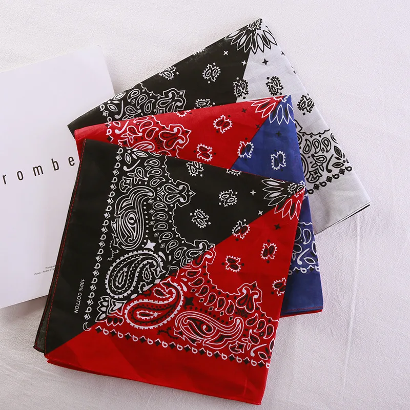 Шарф-Бандана черно-белого цвета банданы с узором &quotогурцы&quot для уличного танца