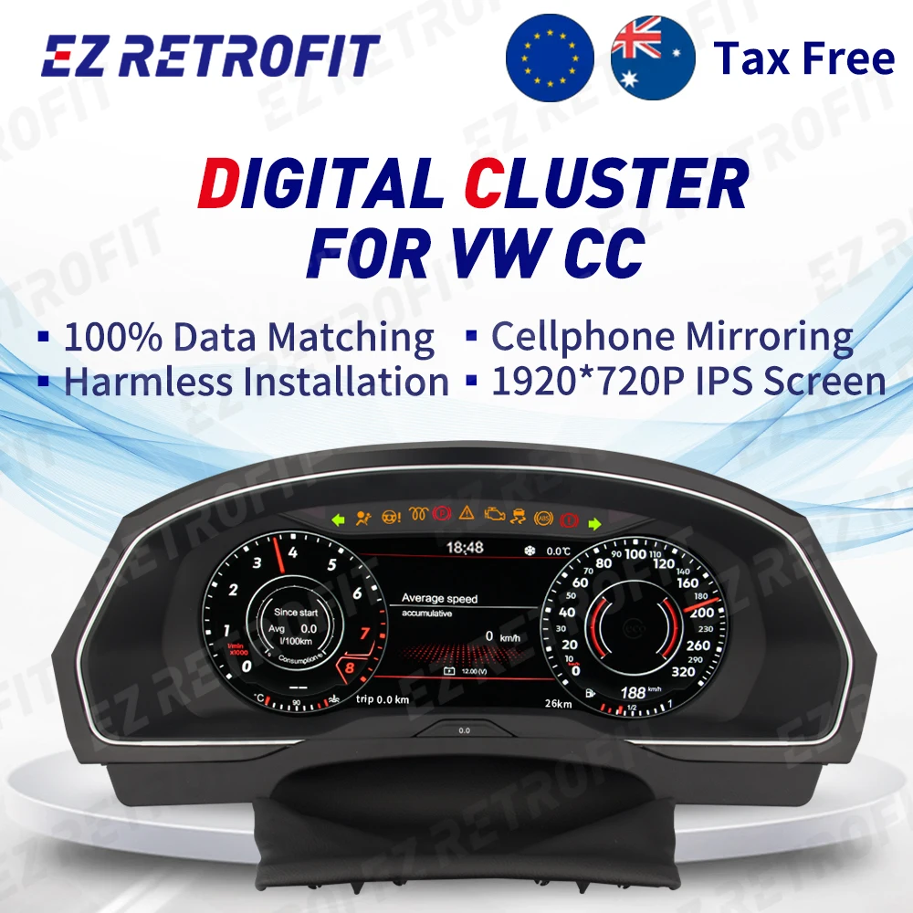 12.3 inches Cockpit Cluster IPS Digital Instrument LCD virtual Speedometer headunit dashboard for VW CC Passat Golf 7 Mk7 Altas