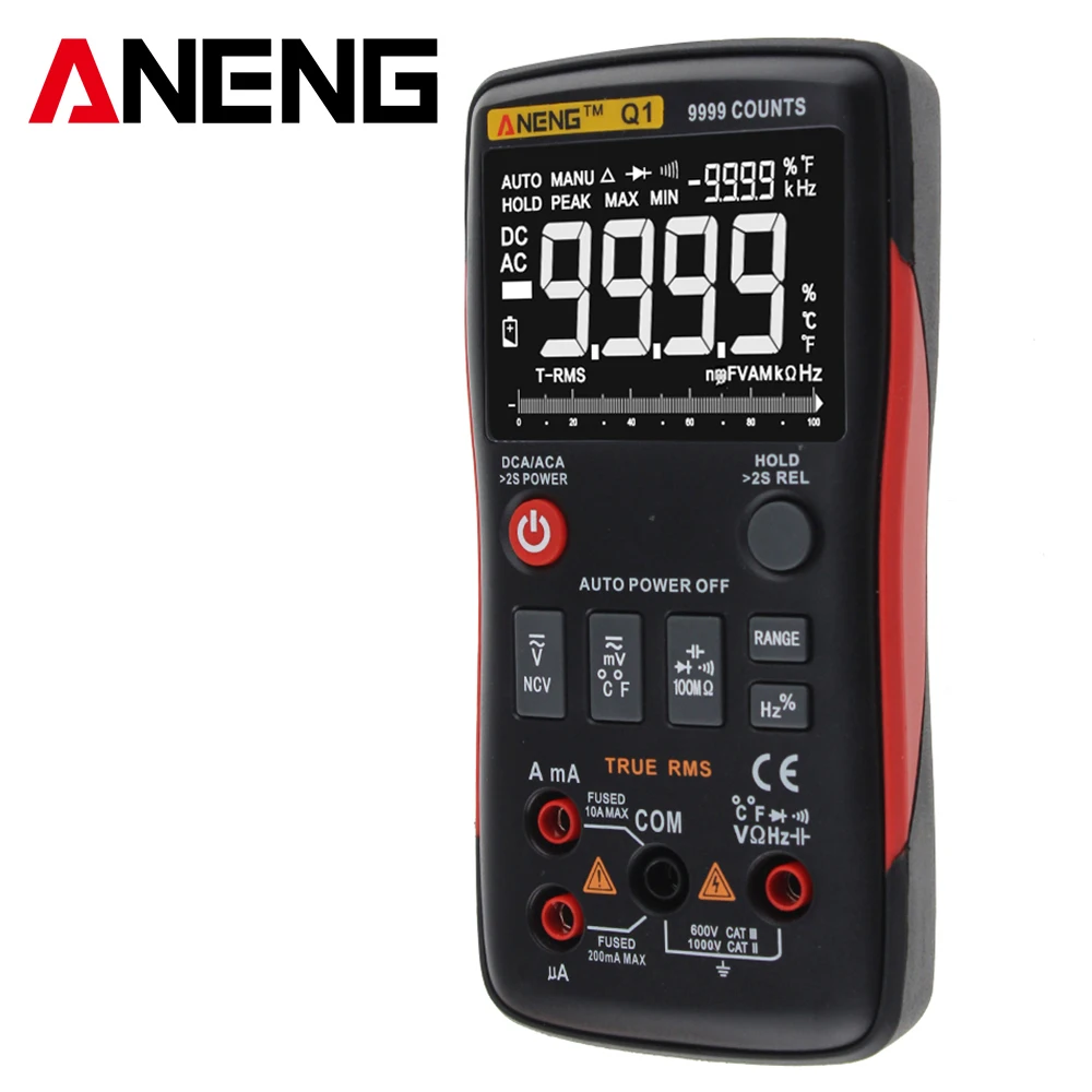 Цифровой мультиметр ANENG Q1 True-RMS кнопка 9999 отсчетов с аналоговой гистограммой