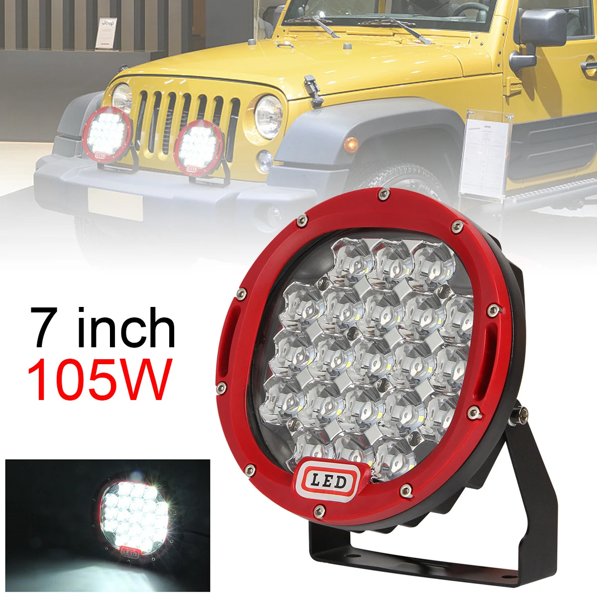 

1PC 7 Inch 300W 6000K Offroad LED Work Light Bar 4x4 4WD UTV ATV SUV Round Spotlight Vehicle Car Work Lamp for 4WD Truck Offroad