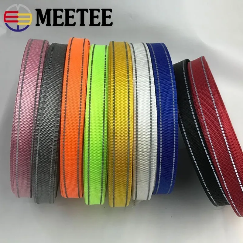 

Meetee 10Meters 25mm 0.96mm Polyester Webbings Reflective Ribbon Bag Strap Backpack Belt Tape DIY Sewing Accessories