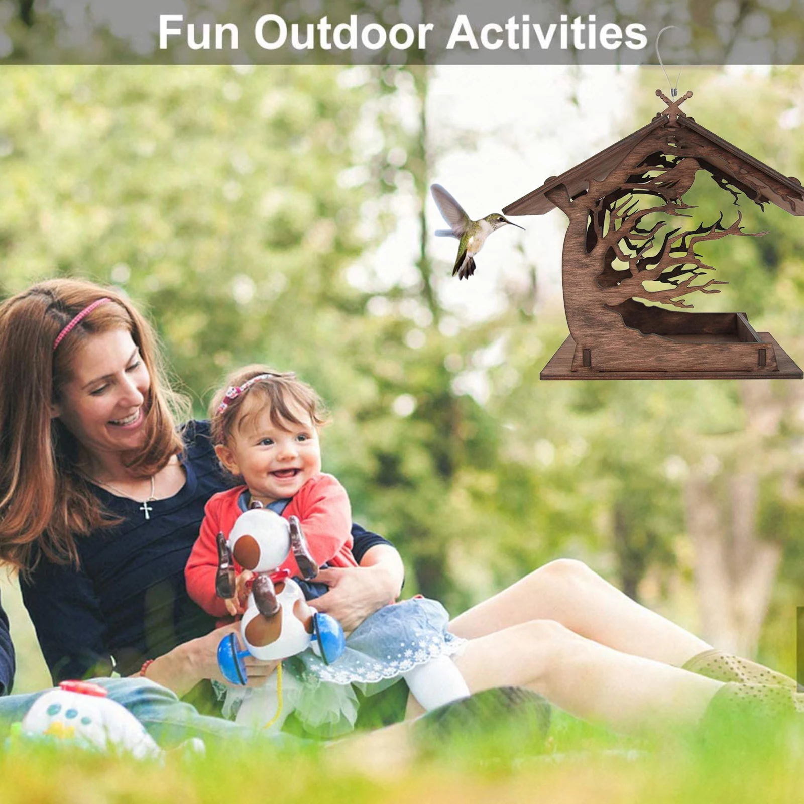 

Кормушка для птиц, деревянный садовый декор, дозатор корма для диких птиц, с крышей, для украшения двора