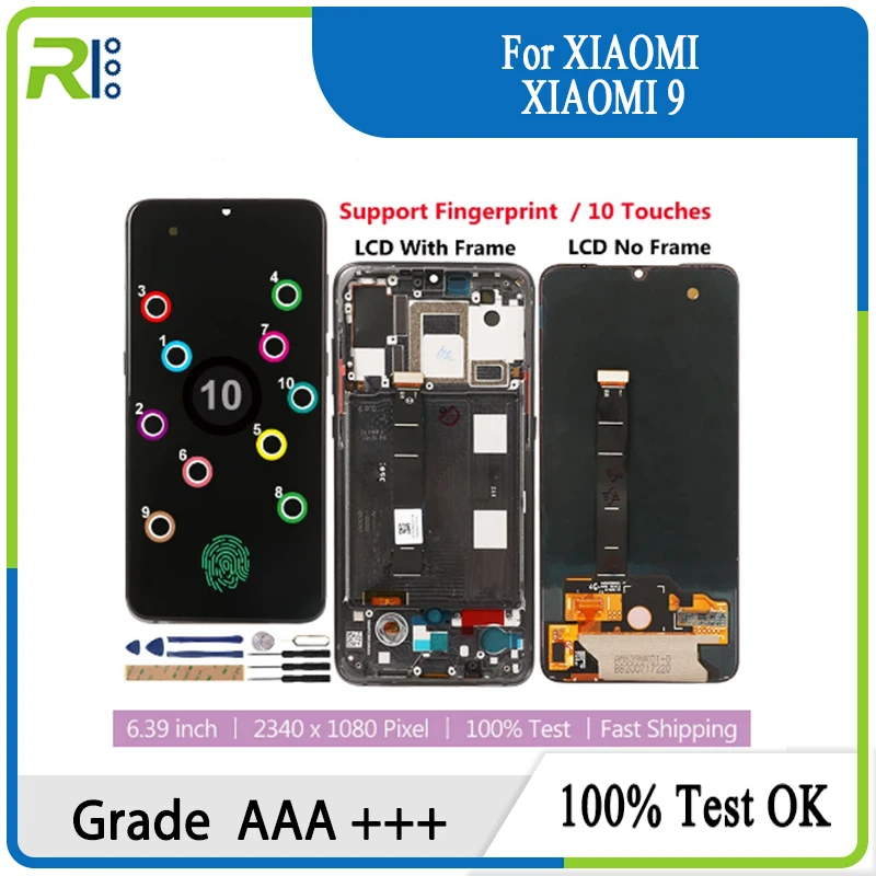 

Оригинальный ЖК-дисплей для Xiaomi Mi 9 дисплей 10 сенсорный экран для Xiaomi Mi 9 сменный ЖК-дисплей для 9 Global M1902F1G дигитайзер экран
