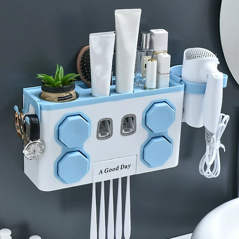 

Suction Wall Toothbrush Holder Toothbrush Holder Toothbrush Cup Mouthwash Cup Set Bathroom Storage Rack