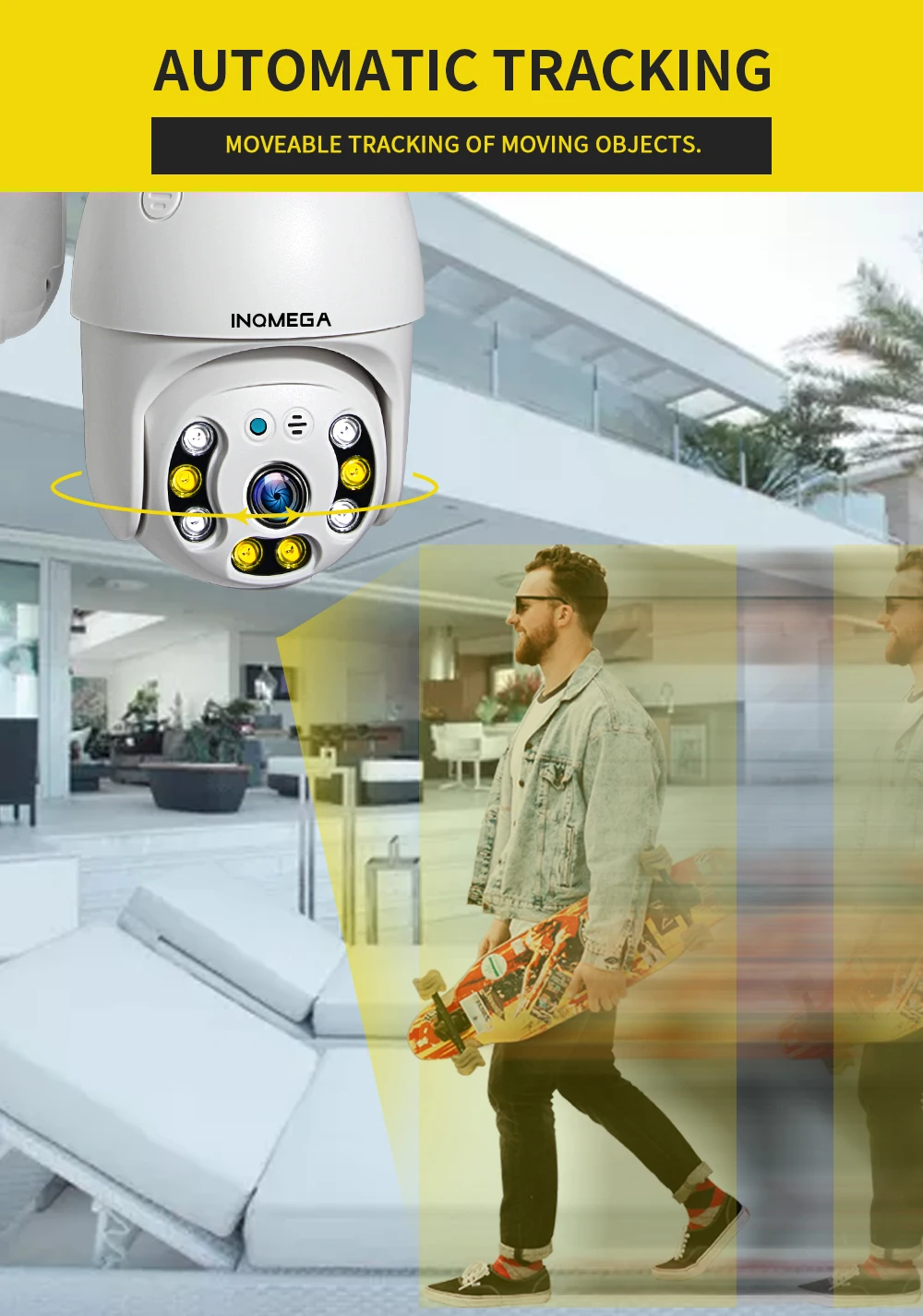 inqmega 1080p full color ptz auto tracking dome camera outdoor cloud storage wireless camera ip66 waterproof night vision free global shipping