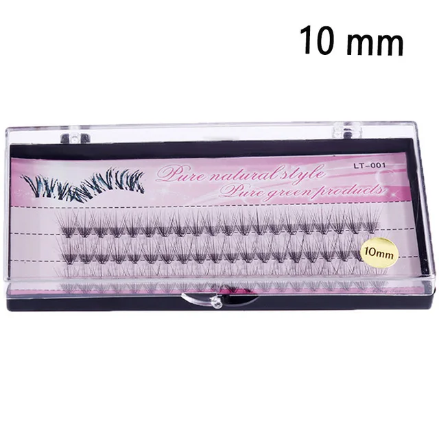 10 mm OSHIONER натуральные Поддельные ресницы 60 шт 8/10/12/14 мм, для макияжа, индивидуальные кластера ресницы прививка Поддельные Накладные ресницы - Color: 10 mm