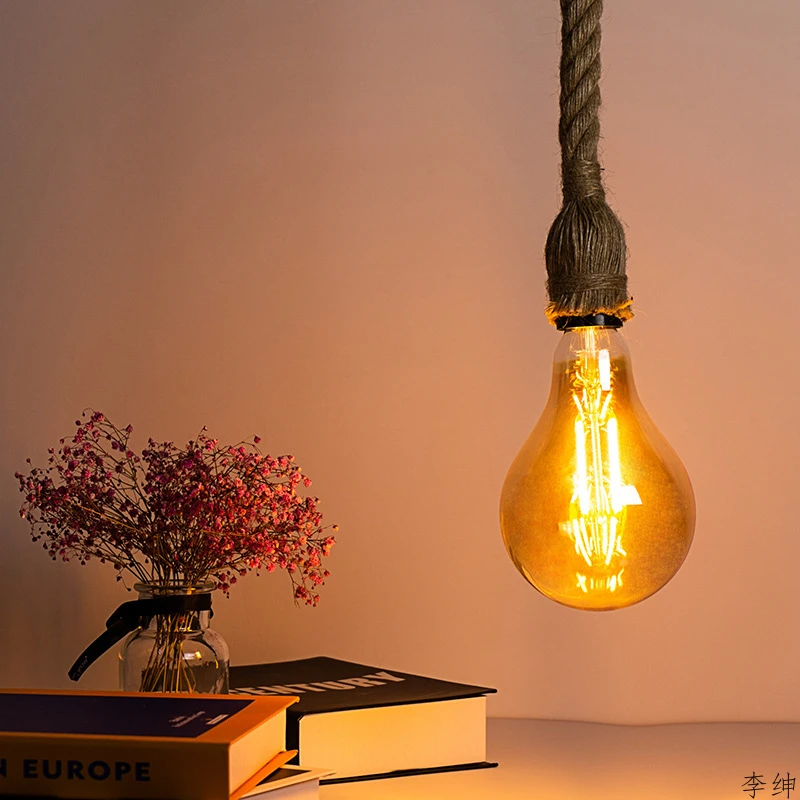 Светильник Nordic Vintage Rope LED Pendant Light Lamp Loft Industrial Decor Retro American Style for Living Room Luminaires on.