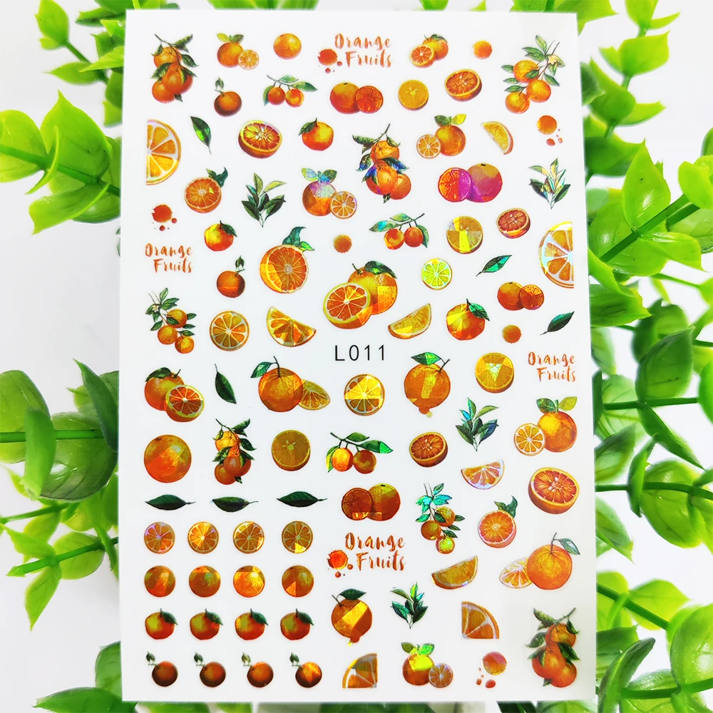 

Новые наклейки для ногтей, акварельные, апельсиновые, фрукты, 3D наклейки для ногтей, художественные декоративные слайдеры, фольгированные н...