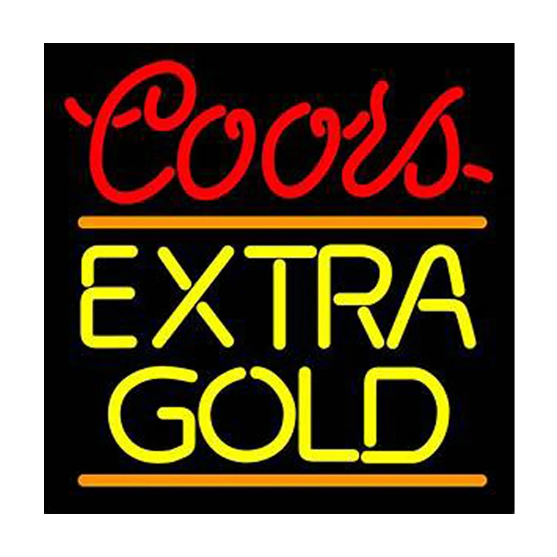 

Coors Extra Gold Beer Custom Handmade Real Glass Tube Bar Store Restaurant Advertise Wall Decor Display Neon Sign Light 16"X16"