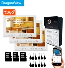 Умный видеодомофон Dragonsview Tuya, беспроводной Wi-Fi Домашний интерком для 3 квартир, для 3 семей, с 3 мониторами