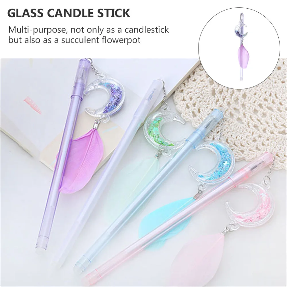 

10Pcs Cartoon Gel Pen Signature Pen Moon Feather Writing Pen (Mixed Style)