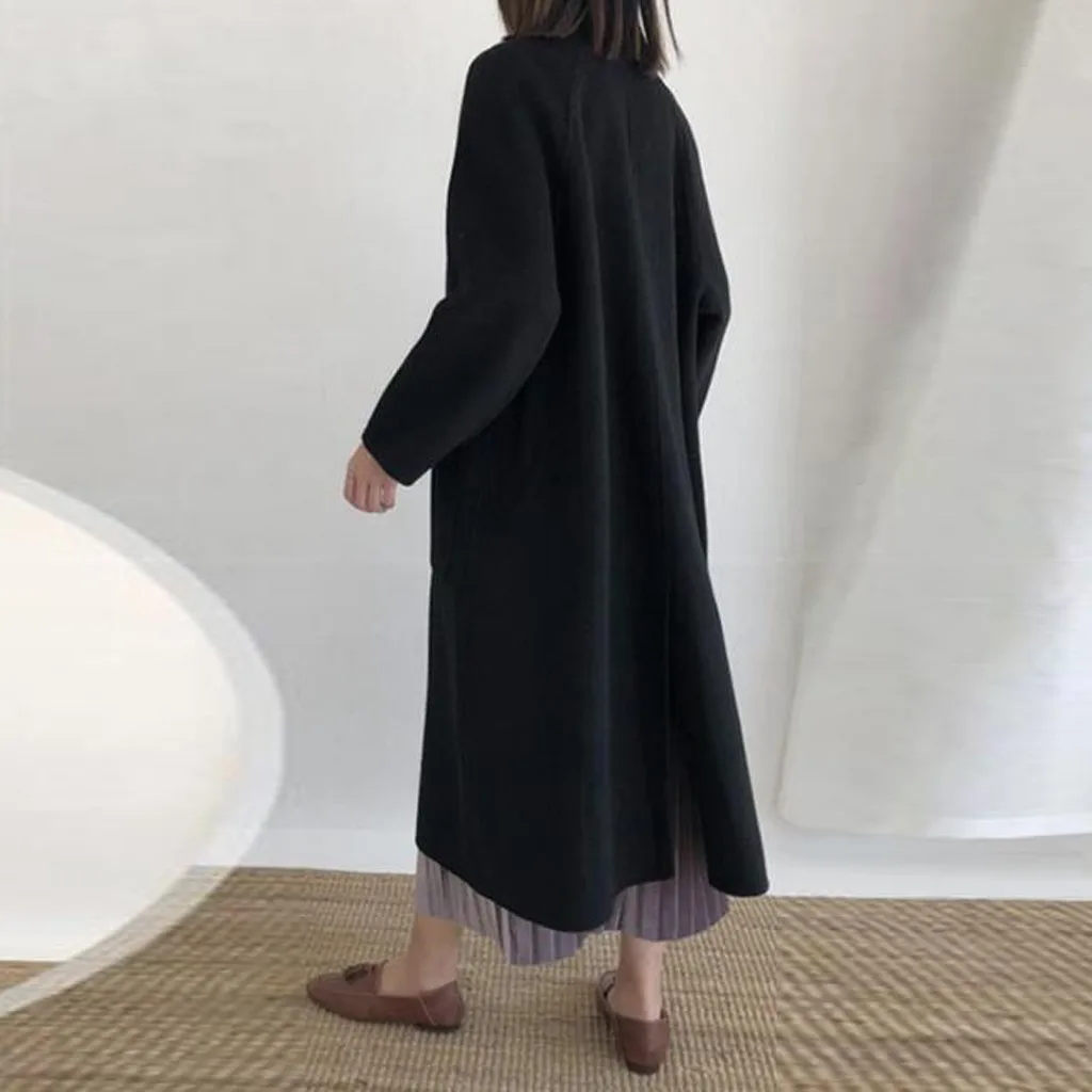 Женское шерстяное пальто SAGACE повседневное облегающее длинное с длинным рукавом