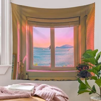 window scenery tapestry mountain sea aesthetic room decor home bedroom apartment wall hanging decorating
