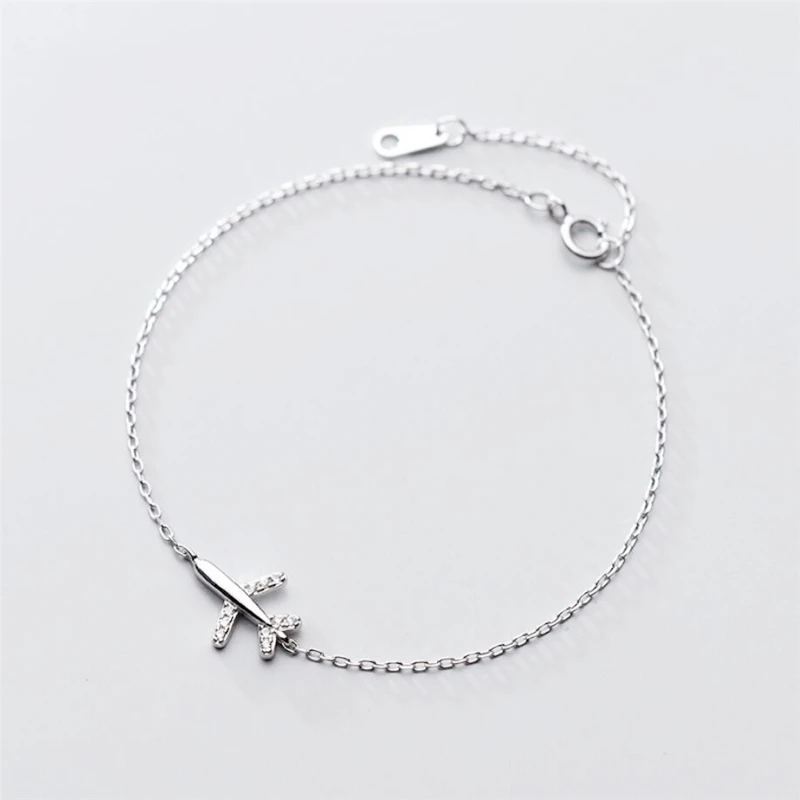 

GOLDRIA Sweet Cute Mini Plane Literary 925 Sterling Silver Female Resizable Bracelets SBR210