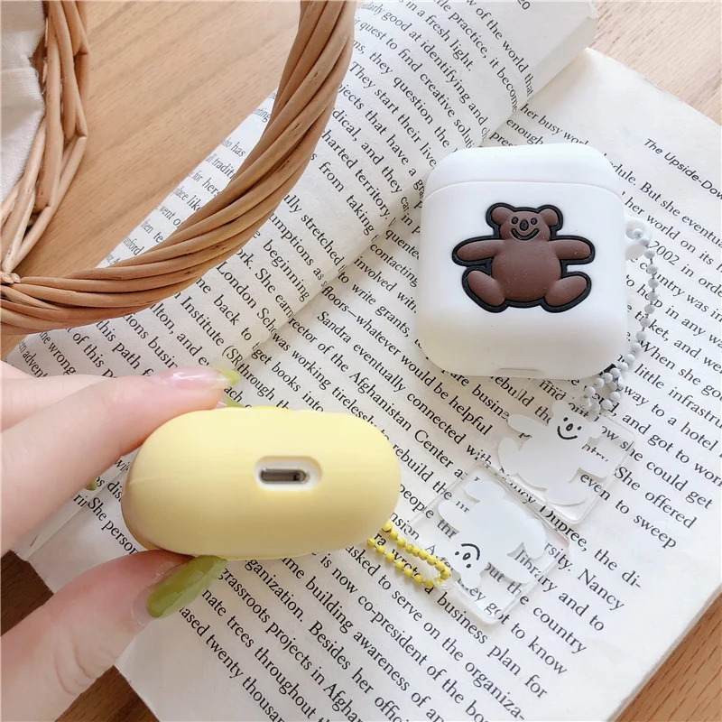 Шнурок с мишкой для funda airpods 2 Чехол 1 мягкие наушники bluetooth наушники для airpod чехол висячий орнамент Koala милый подарок