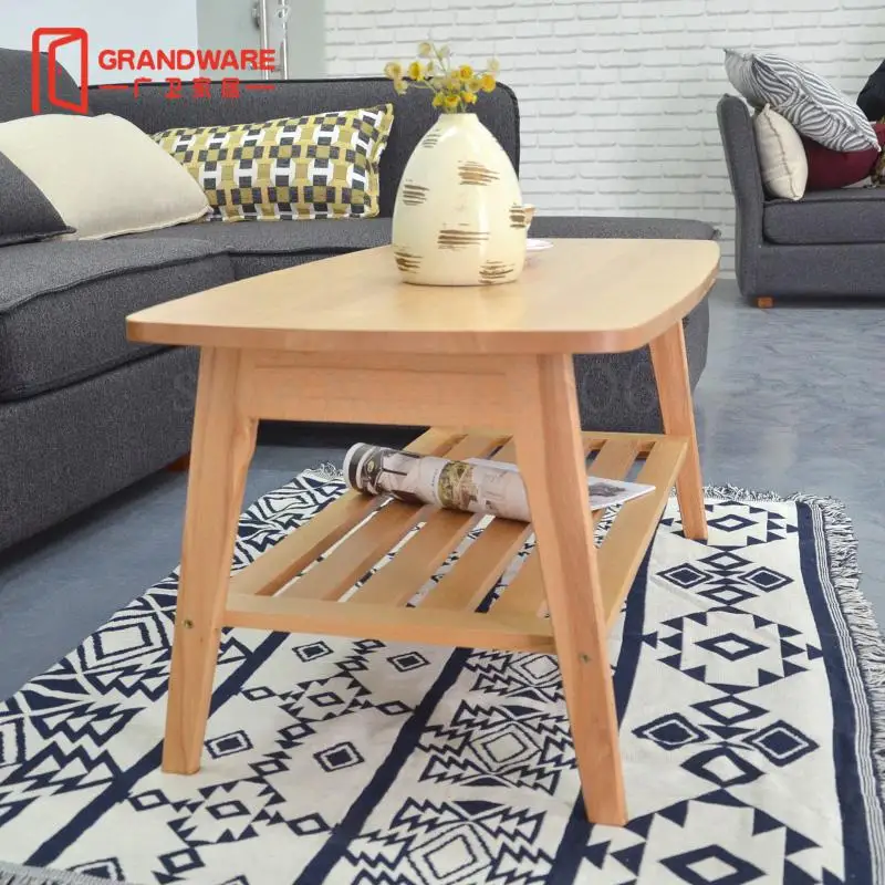 Скандинавский журнальный столик из цельной древесины в простом японском стиле